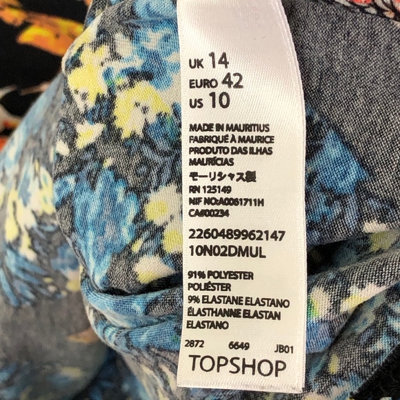 Topshop Long Sleeve Floral Print Bodycon Dress - Picture 7 of 8